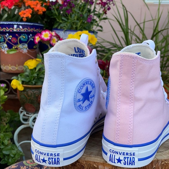 💙New “LOVE FEARLESSLY” Pink & White Converse 7.5 - Picture 14 of 16